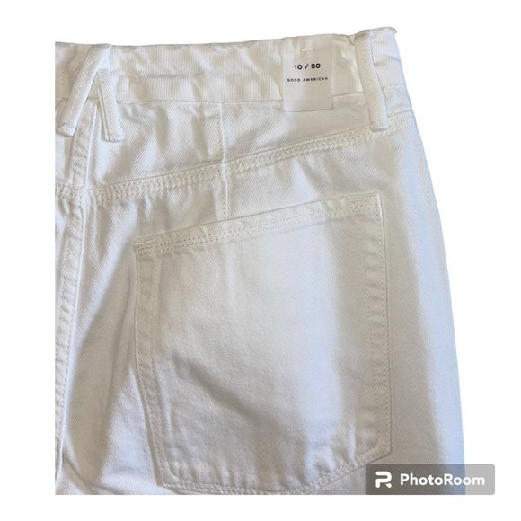 NWT Good American Good '90s Duster Straight Leg White Jeans, Size 10/30 - Picture 4 of 7